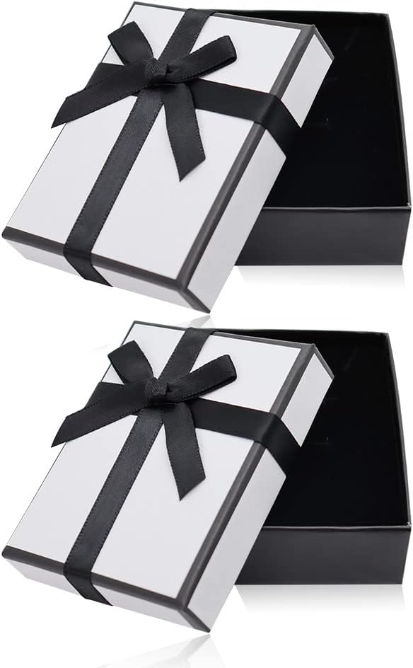 2Pcs Small Gift Boxes, 9x7x3cm Jewellery Gift Box with Lid Ring Earrings Necklace Bracelet Gift Boxes Small Paper Boxes for Gift Present Black