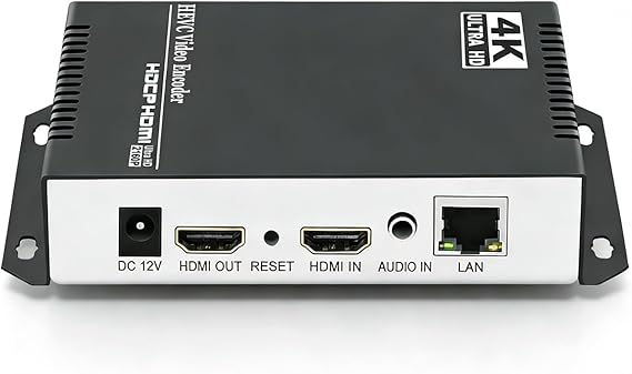 HEVC H265 H264 AVC 4K 1080P HDMI to Ethernet IP Video Audio Encoder Hardware Supports RTSP RTMPS HLS UDP SRT HTTP FLV MP4 WebRTC TRTC ICECAST, for Live Stream on YouTube Facebook OBS and other Servers