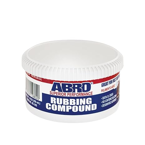 ABRO Rubbing Compound 10 oz, Fast-Cut Buffer for Oxidized Paint | Removes swirl marks and oxidation from paint; restores gloss before waxing, for hand or machine use