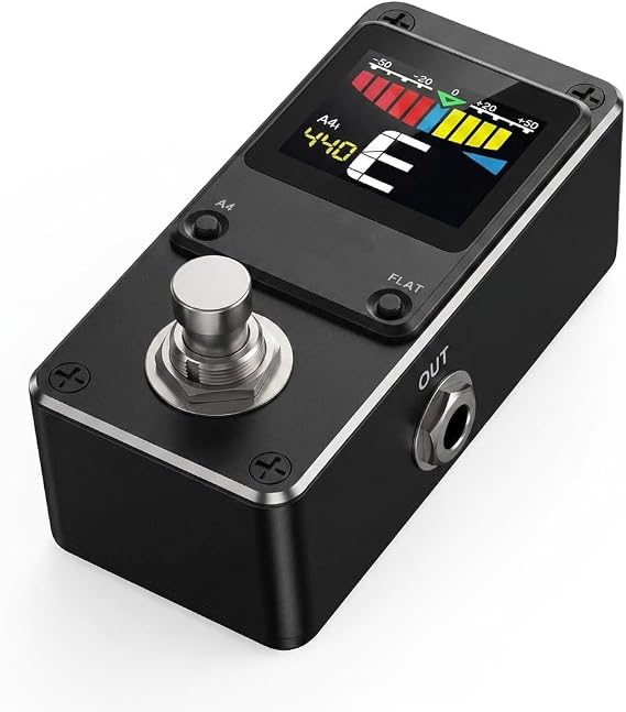 Tom'sline Engineering Pedal Tuner AT07 Chromatic for Guitar and Bass (4-6 strings) High Definition Color Screen Pitch 430-450Hz 4 Flat Options True Bypass Nano Size(9V power supply not included)