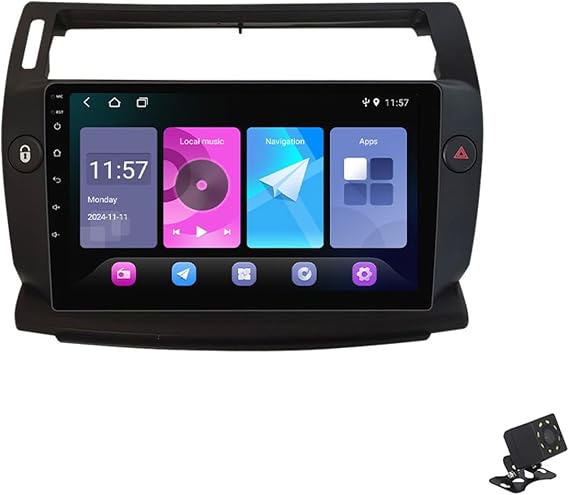 Android 14 Car Stereo Wireless Carplay Auto Radio Compatible with Citroen C4 2004~2014 Car Entertainment Multimedia System with Bluetooth GPS Navigation FM Radio,2G32G