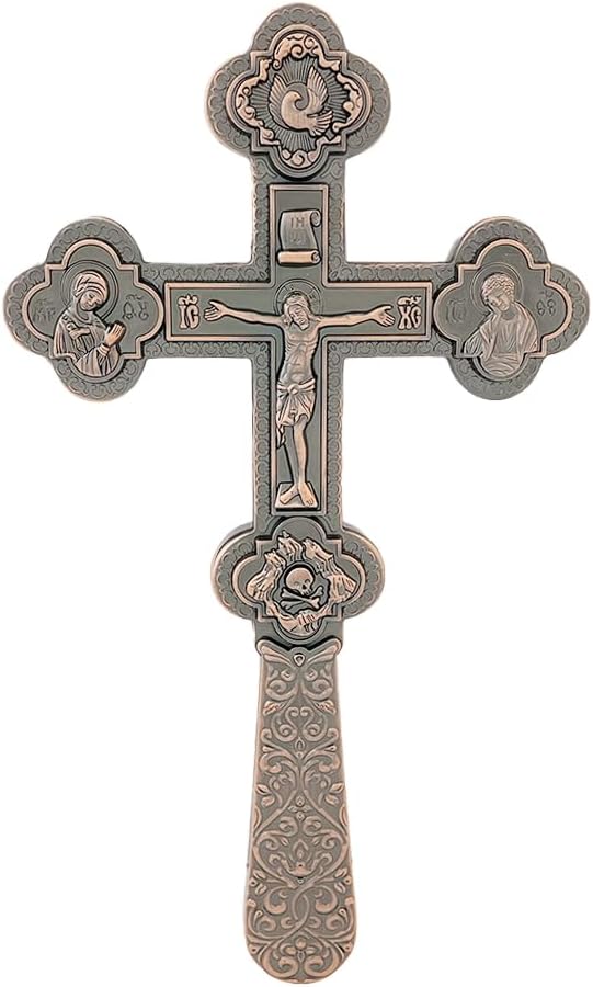 RZRHMUHN Orthodox Cross,Metal Cross Crucifix,Russian Orthodox Hand-held Cross,Churches, Weddings, Funerals,8.5In*4.9In (red)