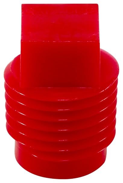 Caplugs P-38 P Series Plastic Threaded Plug for Pipe Fittings, HD-PE, to Plug Thread Size 3/8" NPT, Tapered & Straight, Temporary Seals, Thread Protection, Leak Prevention, Red (Pack of 100)