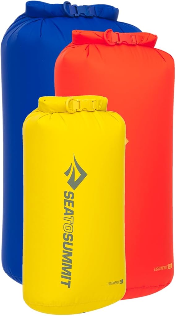 Sea to Summit Lightweight Dry Bag Set 8, 13, 20L Surf The Web, Sulphur, Spicy Orange, Surf The Web, Sulphur, Spicy Orange