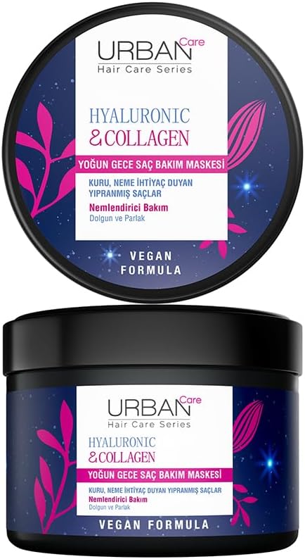 URBAN Care Hyaluronik Asit & Kolajen Kuru ve Cansız Saçlara Özel Yoğun Gece Saç Bakım Maskesi 230 ml-vegan