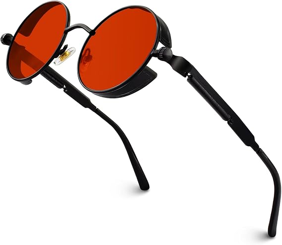 GQUEEN Retro Round Circle Steampunk Sunglasses Polarized Men Womens MTS2 | Lightweight,Metal Alloy Frame,Vintage Shades,UV400,Reduce Glare,Driving,Fishing,Running,Golfing,Travelling,Sun Glasses