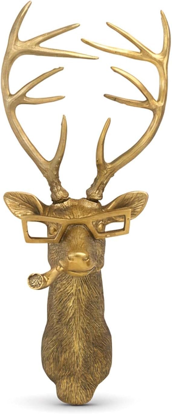 Juedawyal Deer Head Resin Wall Art Decor, Bronzed Animal Head Wall Hanging Ornaments, Living Room Decor