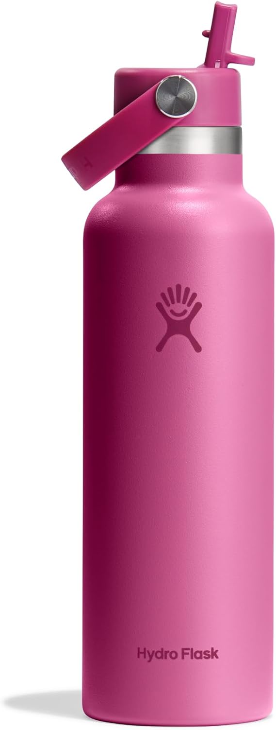 HYDRO FLASK - Standard Mouth Water Bottle 621 ml (21 oz) - Vacuum Insulated Stainless Steel Water Bottle with Flex Straw Cap - Reef
