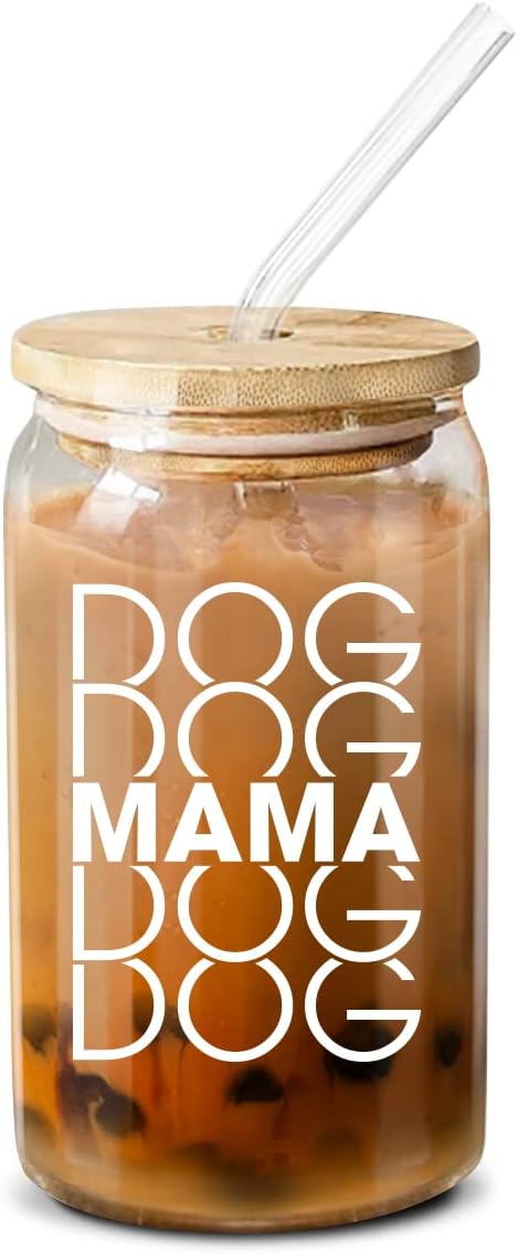 NewEleven Mother Day Gift For Dog Lovers, Dogs Owners, Dog Moms, Fur Mama - Dog Mom Gifts For Women - Cute Funny Gift For Women, Best Friend, Girlfriend - 16 Oz Coffee Glass