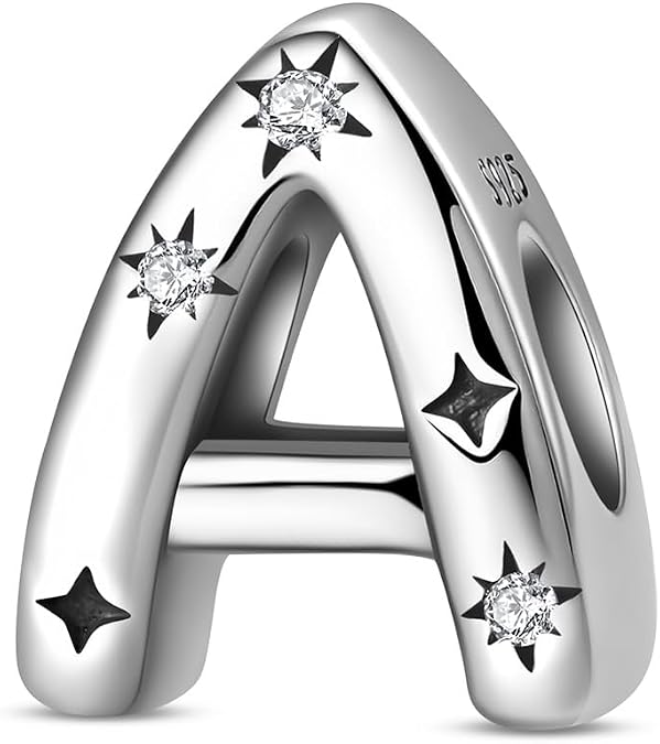 Sterling Silver Letter Charms For Bracelets, Initial Charms Fit For Pandora Bracelet, Hypoallergenic Bead Charm For Jewelry Diy Gifts For Women