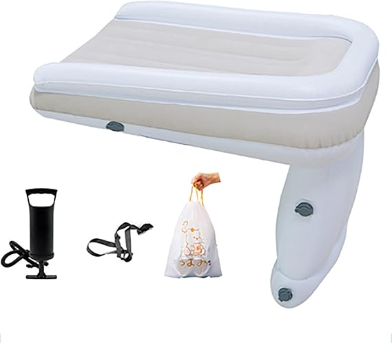 Inflatable Airplane Bed for Toddler, Car Air Mattress Back Seat, Inflatable Airplane Baby Travel Bed, Kids Airplane Bed with Tote Bag and Harness (Color : Manual air Pump)