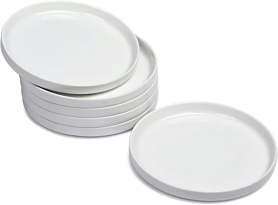 WishDeco Ceramic Appetizer Plates Set of 6, Small Dessert Plates 7 Inch