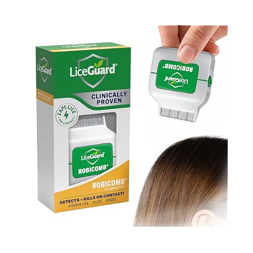 LiceGuard RobiComb Electronic Head Lice Comb, Gentle Lice Treatment for Kids & Adults, Clinically Tested Zapping Nit Comb Detects & Kills Super Lice in Thick, Fine & Curly Hair, Microcharge Technology