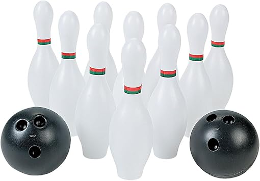 Fun Express Kids Bowling Set - 10 Colorful Plastic Bowling Pins & 2 Balls for Toddler Sports Toys | Indoor Outdoor Games for Toddlers Ages 1-3 & 2-4 | Perfect Birthday Party Entertainment - 12 Pieces
