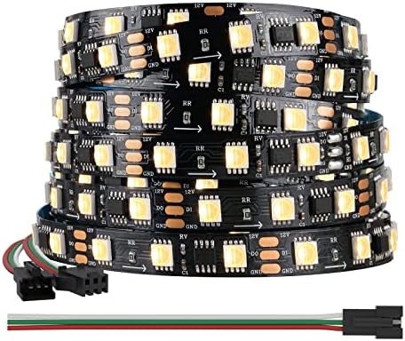BTF-LIGHTING WS2814 IC RGBW RGBWarm White Similar WS2812B Addressable DC12V 16.4FT 60LEDm 20pixelm Flexible 4 Colors in 1 Dream Color LED Strip IP30 for Home Decor No Adapter or Controller