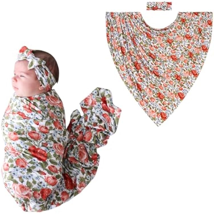 Posh Peanut Swaddle Blanket  Headband Set - Soft Newborn Swaddle Doubles As a Stroller, Receiving Blanket, and Nursing Cover - Matching Baby Swaddles & Headbands for Everyday