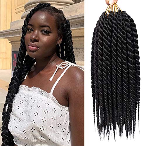 6Packs 18inch Havana Twist Crochet Hair Mambo Twist Braids Hair Senegalese Twists Hair Low Temperature Braiding Hair 12StrandsPack18inch6packs, 1B#