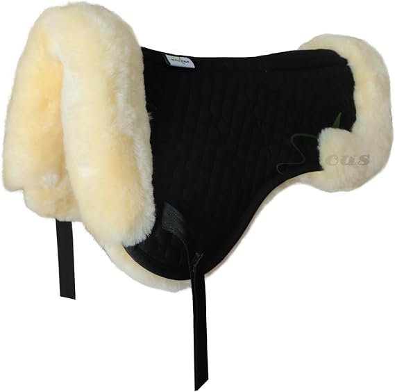 Woolous Sheepskin Half Pad for English Saddle, Wool Fleece Horse Saddle Pad | Genuine sheepskin wool fleece cushions horse back, absorbs shock, relieves pressure and helps keep saddle fit secure in use.