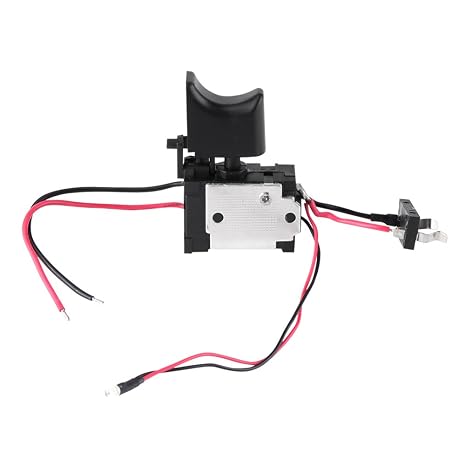 Electric Drill Switch, 7.2 V - 24 V Electric Power Tool, Lithium Battery Cordless Replacement Drill Speed Control Trigger Switch with Small Light Black Plastic and Metal