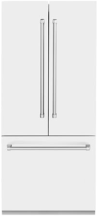 36 in. 3-Door French Door Refrigerator with Internal Ice & Water Dispenser with White Matte Panels