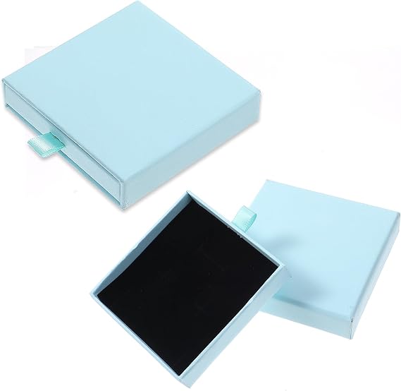 2Pcs Small Gift Box Square Present Box 8cm Blue Gift Boxes for Presents Cardboard Organizer Boxes for Bracelets Necklaces Earrings Souvenirs Jewelry Birthday Wedding Party Mother'S Day Favors