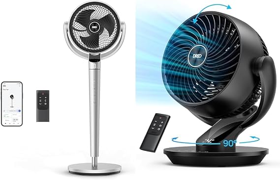 Dreo 43'' Oscillating Pedestal Fan Bundle with 13'' Whole Room Air Circulator Fan
