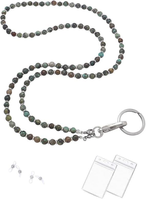 Lanyard for Women, Beaded Lanyards for ID Badges Holder Teacher Lanyard Holder Keychain Necklace Strap for Women Girls