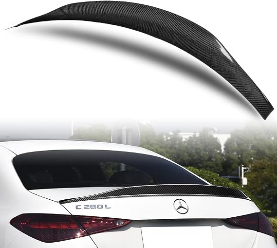 Q1-Tech, Carbon Fiber A-Style Lift Gate Trunk Spoiler Wing Compatible with 2022-2024 Mercedes-Benz C-Class C200 C300 Sedan Only (W206), Rear Trunk Lip Spoiler, 2023