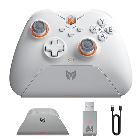 BIGBIG WON Wireless Controller Gale PC Controllers Motion Aiming, Hall Trigger, 4 Custom Buttons, App Control Game Controller for PC/Switch/iOS/Android Wireless Gaming with Charging Dock(White)
