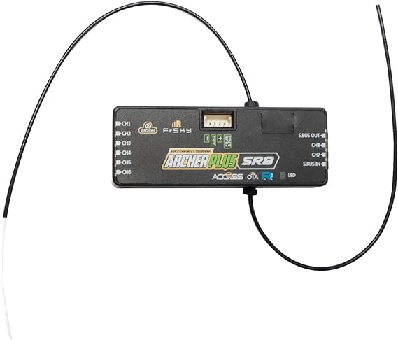FrSky Archer Plus SR8 Receiver 3-Axis Gyro & Accelerometer Access & D16 Compatible Anti-RF Interference 8 PWM + 24 SBUS FBUS Telemetry Black Box OTA Update