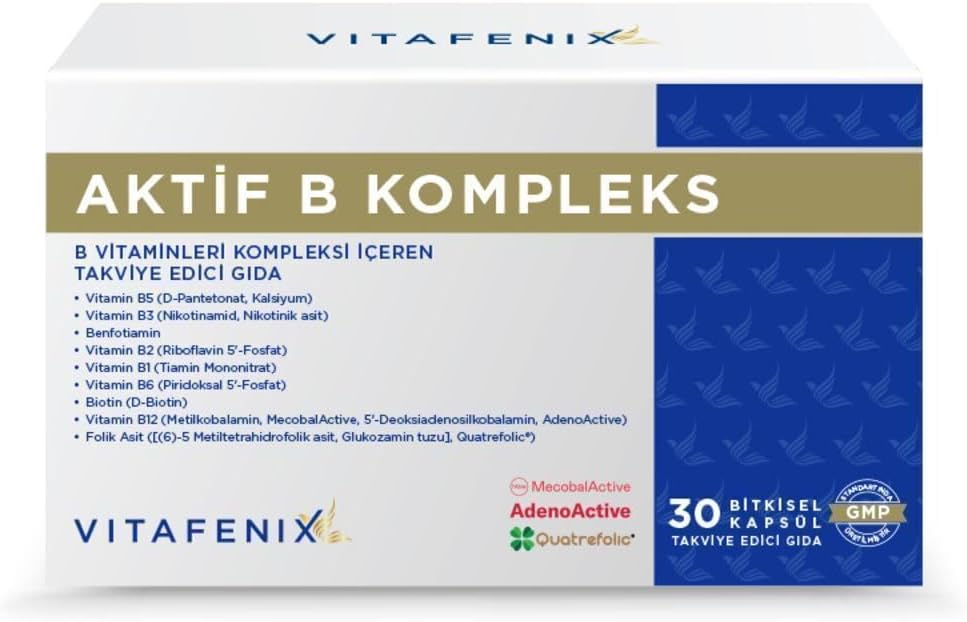 Vitafenix Aktif B Kompleks Benfotiamin ve Temel B Vitaminleri 30 Kapsül