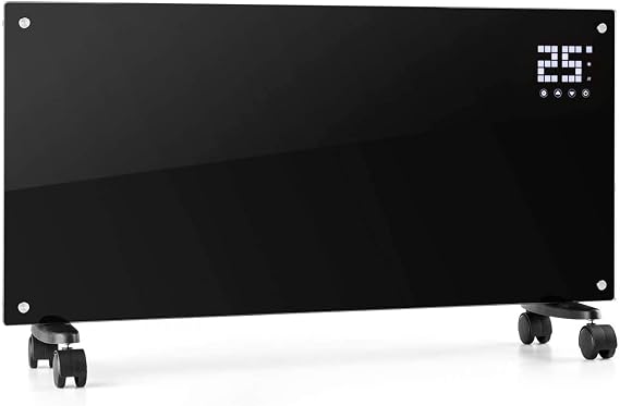 Klarstein Bornholm, Convection Heater, Electric, Stand Heating Device, 2000 W, Splashproof, ECO Mode, Overheat Protection, Adjustable Programs, Child Lock, Wall Mounting possible, Black