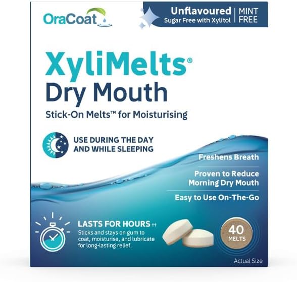 Oracoat XyliMelts for Dry Mouth, 40 Count, Day & Night Use Flavour Free
