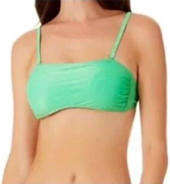California Waves Women Juniors' Metallic Shine Bandeau Bikini Top