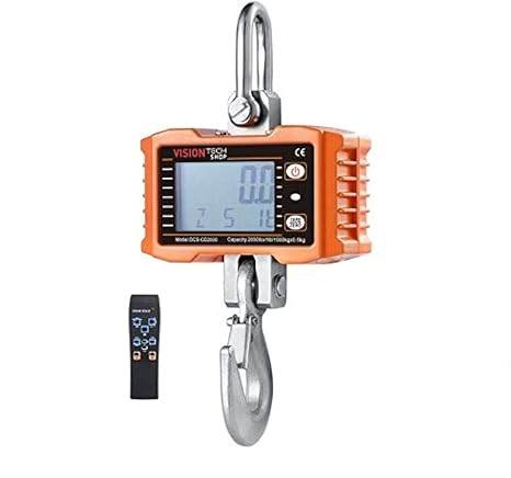 VisionTechShop Digital Crane Scale, DCS-CD 2000lb 1000 kg Heavy Duty Compact Hanging Scale LCD Display with Backight for Farm Factory