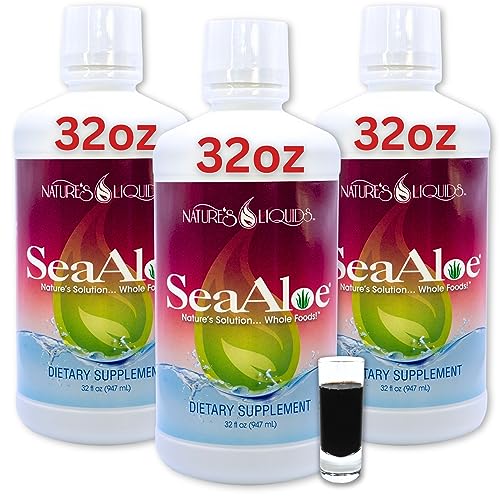 Natures Liquids Aloe Vera Juice Oceanic Elixir - Proprietary Botanical Blend for Thyroid, Digestion and Immune Support, 32oz Pack of 3