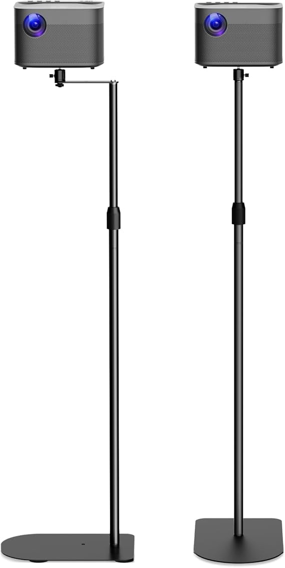 XINLEI Projector Floor Stand, 2-in-1 Projector Stand with 360° Swivel, 90° Tilt & Height Adjustable, 2 Install Options, Compatible with Home Office Video Camera, PR002FP