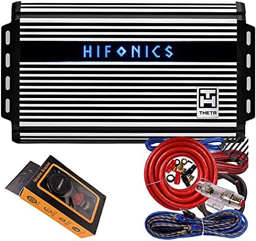 Hifonics ZTH-1525.1D Zeus Theta Compact Mono Channel Car Audio Amplifier Silver Class D Amp, 1500-Watt Bass Remote Included with Gravity Phone Holder and 4 Gauge Amp Kit Red Bundle