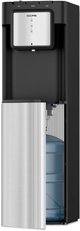 Self-Cleaning Bottom Loading Water Dispenser for 5 Gallon Bottle - Empty Bottle Alert - 3 Temperature Settings - Child Safety Lock