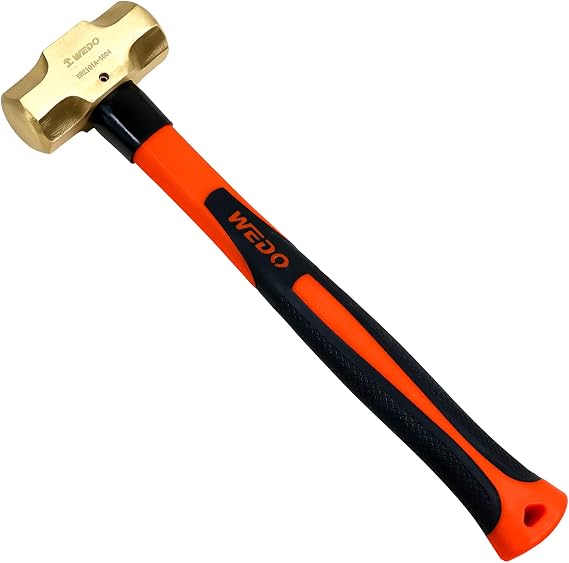 WEDO Brass Sledge Hammer With Fiberglass Handle, Die-Forged, Corrosion Resistant, DIN Standard, 1lb, 300mm, 12"
