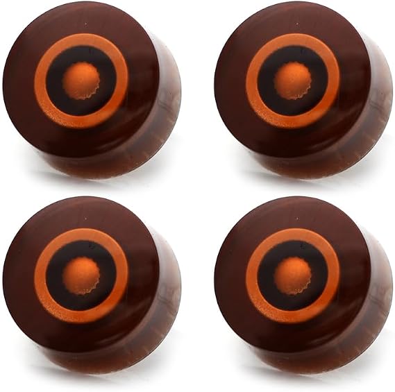 SAPHUE Guitar 4PCS Speed Control Knobs for Electric Guitar Guitar Pots Tone Volume Knobs Buttons (Brown)