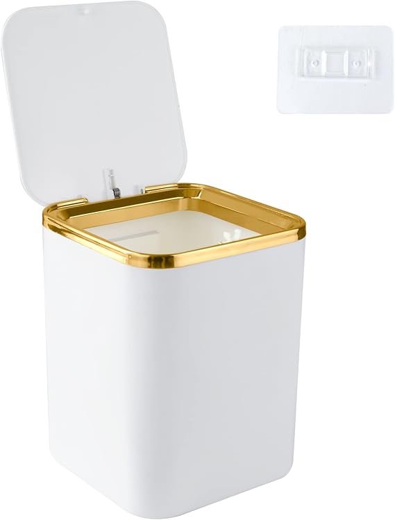 Mini Desktop Bin with Lid 2L, Trash Can (White)