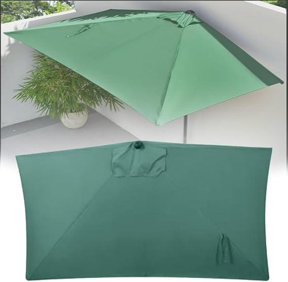 Parasol Canopy Cover 5 Ribs Half Rectangular Umbrella Replacement Cloth, Wall Umbrella Top Cover Anti-UV Replacement Fabric for Patio Backyard(Green,2x1m (6.5'x3.3'))