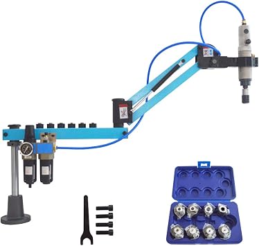 INTBUYING Vertical Pneumatic Tapping Threading Machine M3-M16 Air Tapper Drilling Machine 250rpm Screw Tapping Machine 360 Universal with Flexible Arm