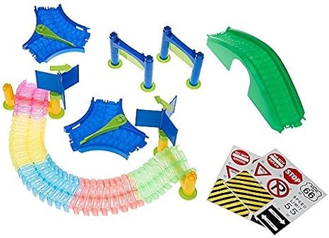 Mindscope Twister Trax Neon Glow in the Dark Track & Accessory Set w/Bridge & Tunnel