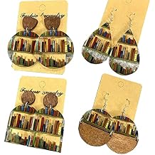 Book Earrings, 4 Set Book Earrings for Book Lovers, Book Nook Earrings, Book Earrings-to Book Lovers, Bookshelf Acrylic Dangle Earrings