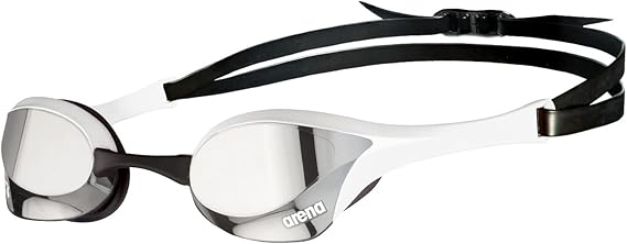 ARENA Cobra Ultra Swipe Mirror Unisex Adult Racing Swimming Goggles, Swimming Pool Goggles with Curved Mirror Lenses, Anti-Fog, UV Protection, 5 Interchangeable Nose Bridges