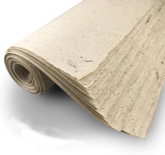 LSHY Drawing Writing Xuan Paper Maobian Watercolor Half Ripe Rice Paper Antique Color with Sandalwood Fiber for Kids Chinese Japaness Kanji Brush Calligraphy Painting 10 Sheets(34x138cm), L2021HXW