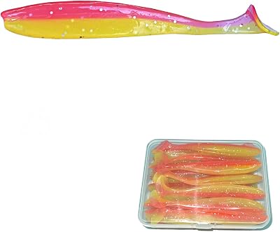 255080PCS Soft Baits Fishing Lures for Bass, 234in Paddle Tail Swimbaits Plastic Lures, Fishing Baits Kit with Box for Trout Redfish Fishing Gifts for Men RY-3.94 0.2oz