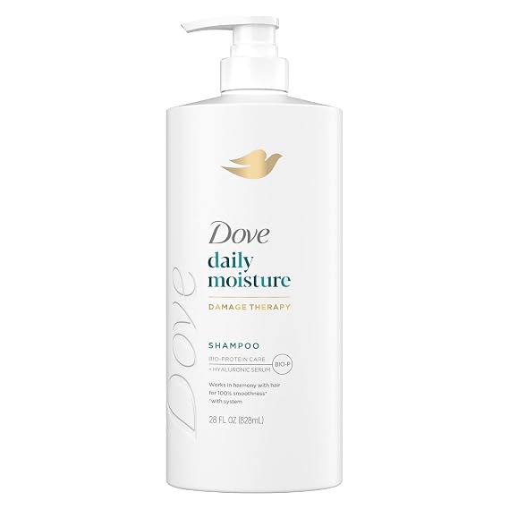 Dove Daily Moisture Shampoo for Dry Hair with Hyaluronic Serum 28oz | Hydrates & Moisturizes, for Soft, Smooth & Manageable Hair, Helps Strengthen Hair with Bio-Protein Care technology